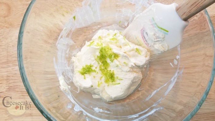 Lime zest on top of cream cheese mixture.
