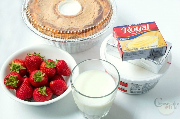 All items needed to make this cheesecake dessert.