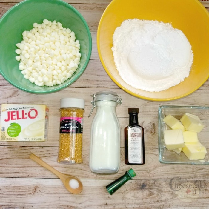 Items needed to make mint chocolate cheesecake fudge