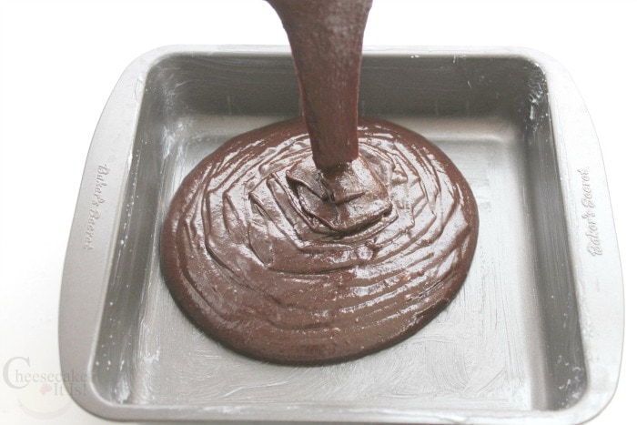 Pour brownie batter in pan