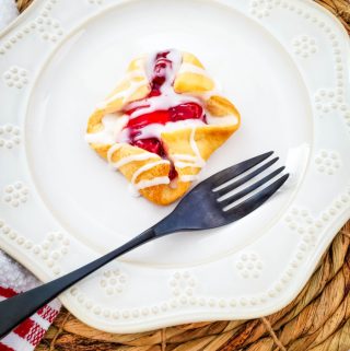 Cherry Cheesecake Pastries on white plate