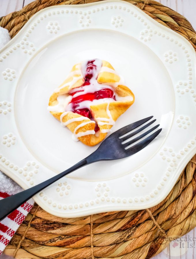 Cherry Cheesecake Pastries on white plate